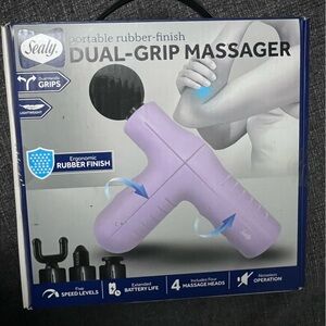 NEW sealy portable rubber-finish DUAL-GRIP MASSAGER gun